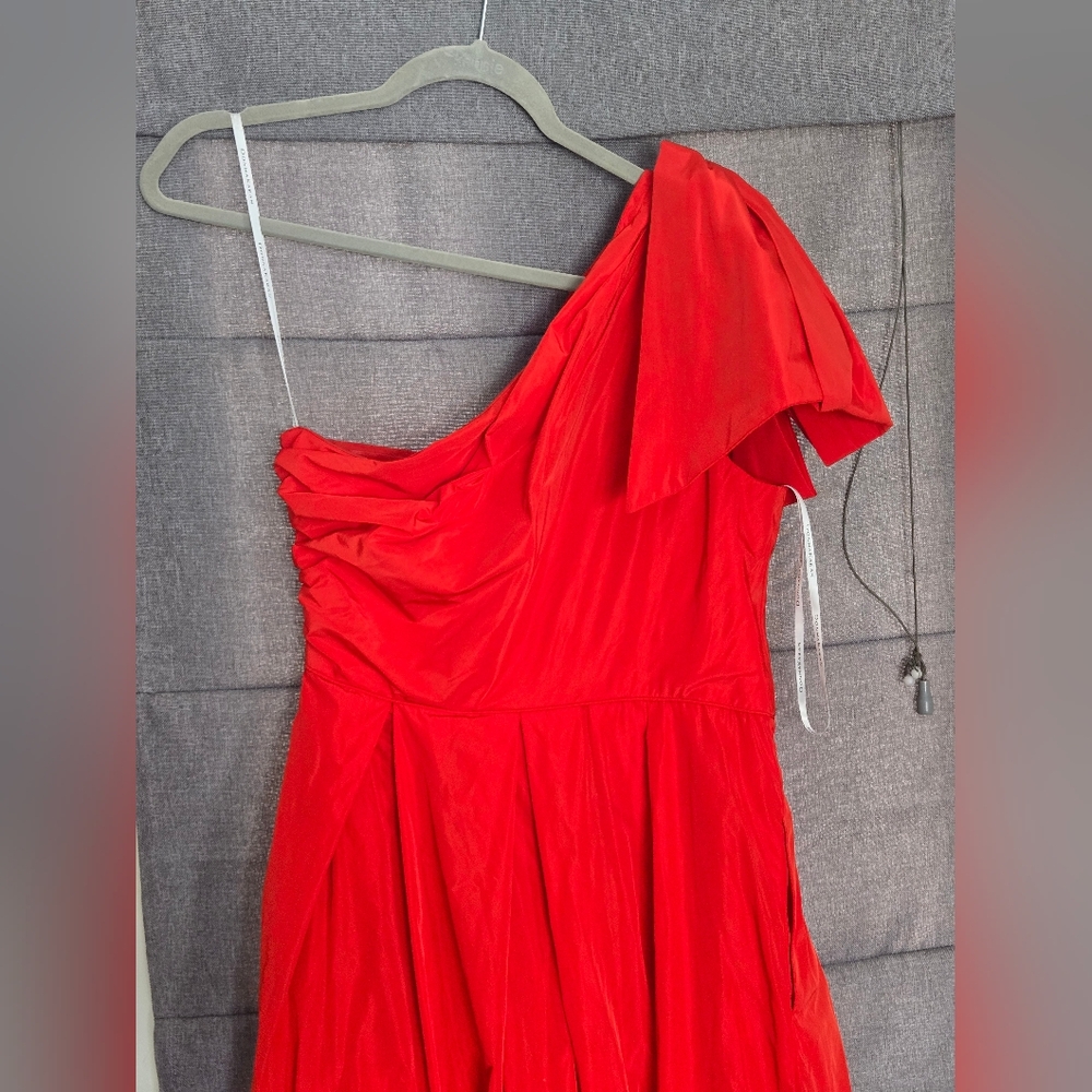 Donna Karan One Shoulder,taffeta bow Detail Gown, Sz 8 - Picture 11 of 12